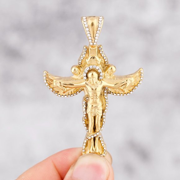 ❤️Jesus Cross Christian Catholic Stainless Steel Unisex Necklace GP1231409 - Picture 1 of 6